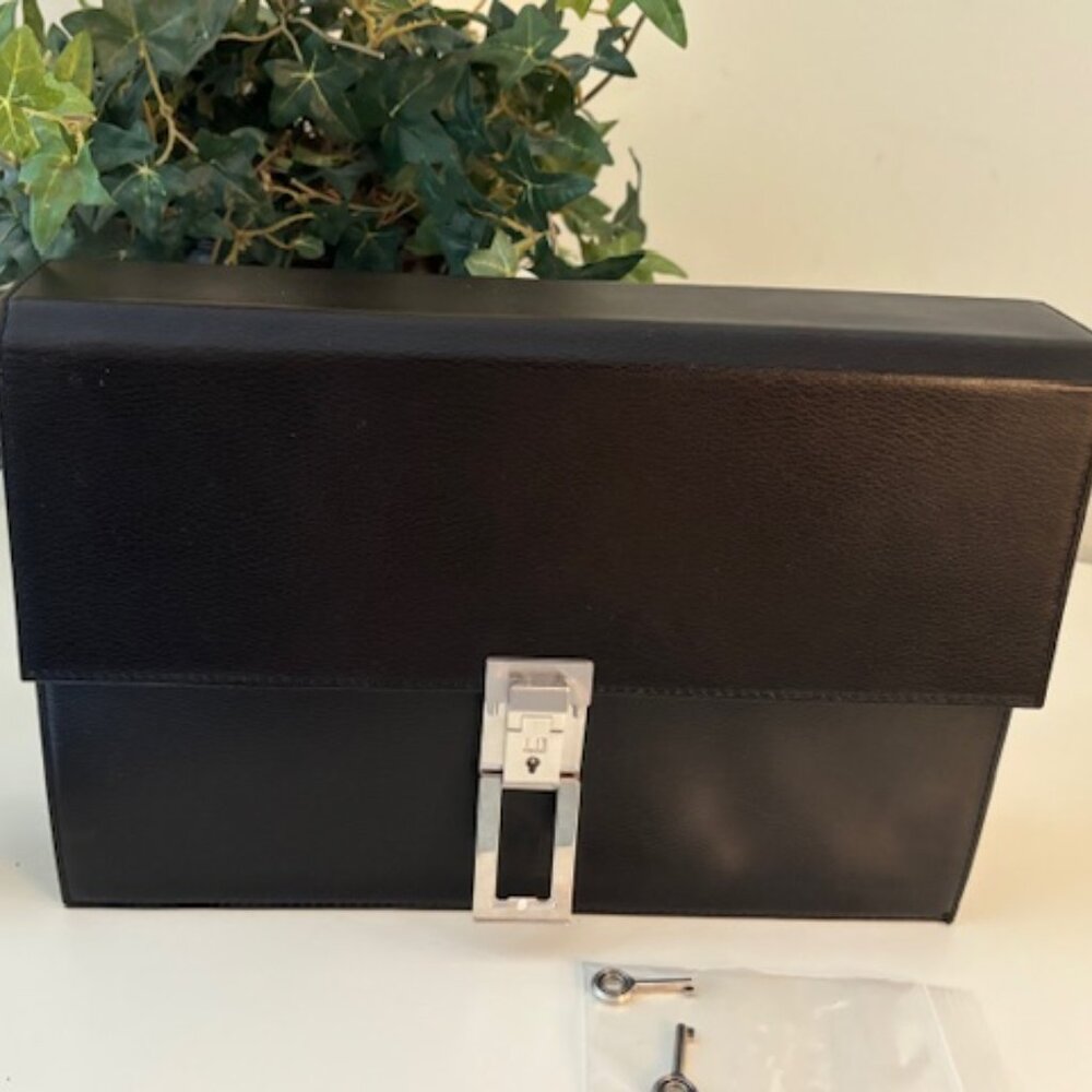 DUNHILL LEATHER WRISTLET/CLUTCH-BLACK🌟-VINTAGE - Picture 7 of 9